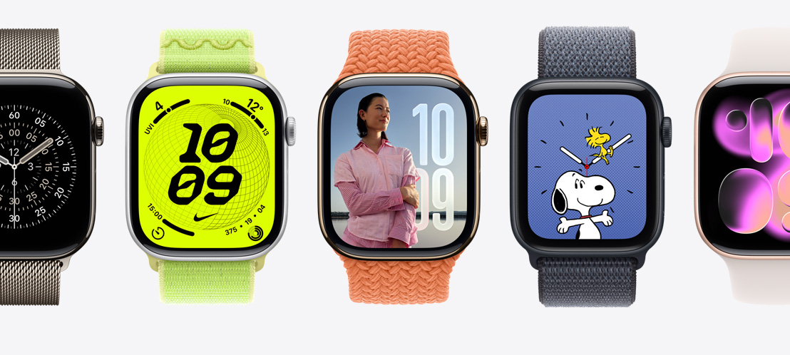 Apple Watch 表盘：定向越野、Nike、照片、史努比、Responsive Art
