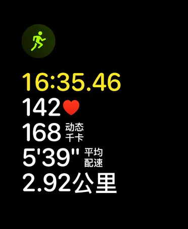 跑步体能训练卡片、跑步图标，以及时长、心率、滚动配速、平均速度、距离等指标。